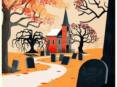 Autumn Church autumn church design fall illustration illustrator landscape minimalist season seasons texture vector