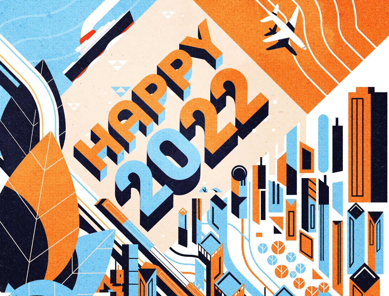 Happy 2022! city design event illustration illustrator minimalist social media texture vector