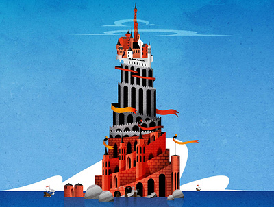 Breughelesque Tower city design illustration illustrator minimalist texture vector