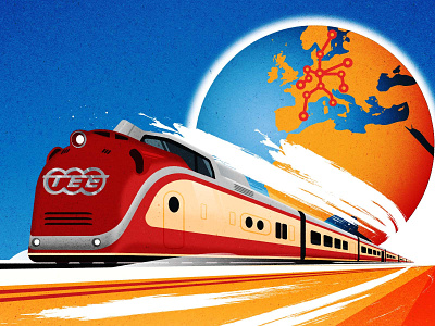Trans Europe Express 2.0 ad affiche design illustration illustrator minimalist poster texture train vector