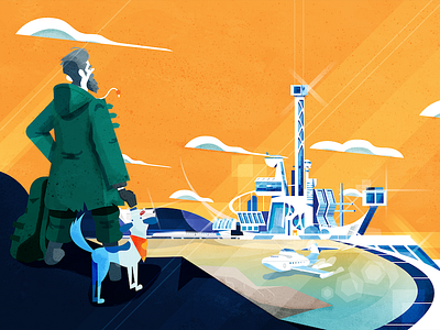 Future City atomic city cityscape dog futurism skyline