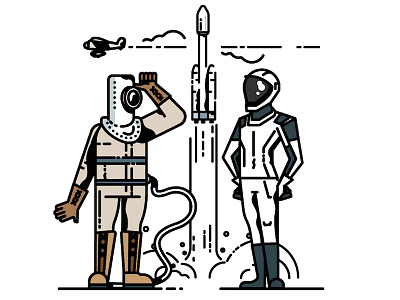 Past and Future suit astronaut icon illustration minimalist pilot space sticker suit vector
