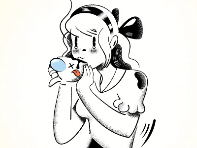 Sippin' my cup classic animation coffee fleischer ink rubber vector