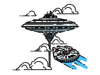 Cloud City city icon millenium falcon minimalist star wars sticker