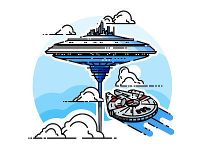 Cloud City city cloud falcon icon millenium minimalist star sticker wars