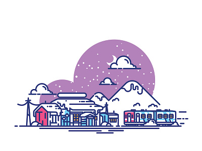 Ebishima Station drawing icon illustration japan minimalist station sticker train vector