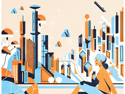 City Poster colour futurism googie poster retro retrofuturism vector