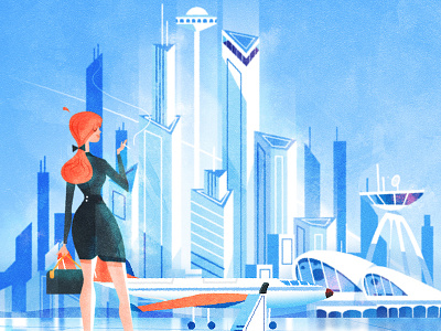 Jetset airport city illustration illustrator texture woman