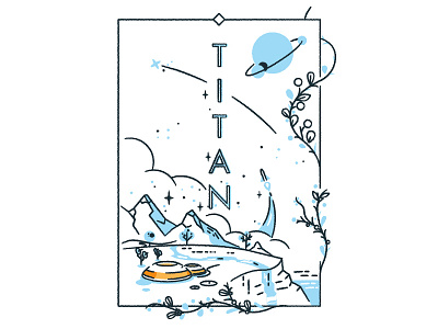 Visit Titan ... it's cool ... literally. design outline planet poster sci fi science fiction vector
