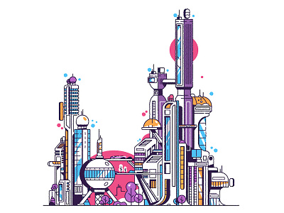 Little City city colour detail futurism science fiction skyline texture vector