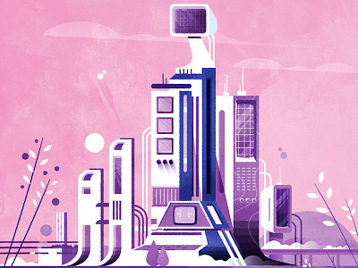 Computer City architecture city cityscape colour futurism illustration illustrator minimalist skyline texture urban vector