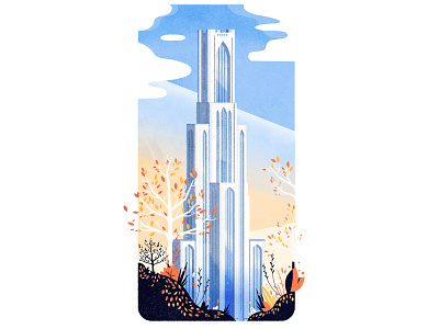 The Cathedral of Learning architecture city cityscape design gothic illustration minimalist pittsburgh skyline texture vector