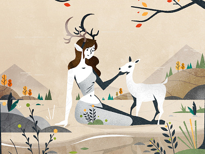 Deer Woman character deer design faun illustration illustrator mythology texture vector woman