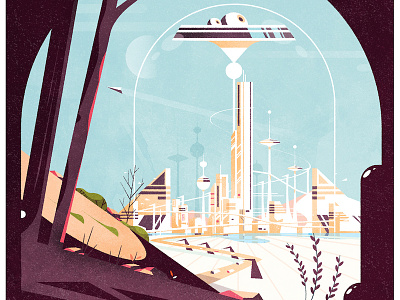 Domed City architecture city cityscape futurism illustration illustrator minimalist retro skyline texture vector