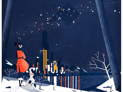 Starry night architecture city cityscape illustration illustrator minimalist skyline texture vector