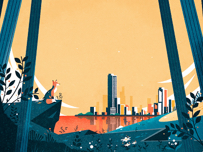 Lonely Foxy city design illustration illustrator minimalist texture vector
