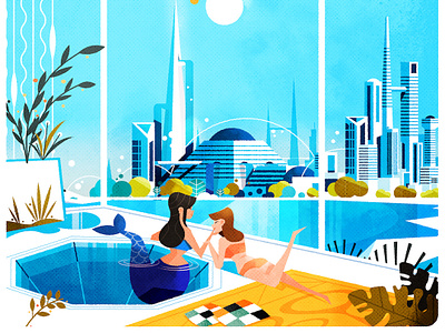 Happy Mermay! architecture city design futurism illustration illustrator mermay minimalist skyline texture vector