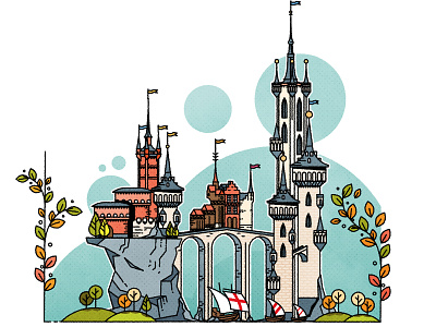 A little fantasy architecture castle city fantasy illustration illustrator skyline texture vector