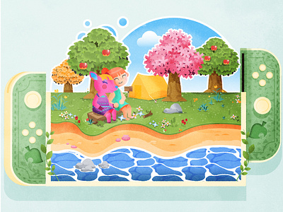 A little Animal Crossing fanart animal crossing design fanart game illustration minimalist nintendo nintendo switch texture vector videogame