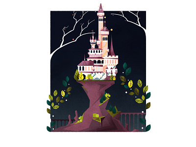 Vertical fantasy castle fantasy illustration skyline texture vector