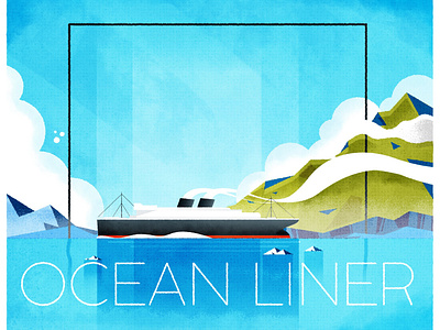 Ocean liner boat design illustration illustrator minimalist ocean sea ship steam texture vector
