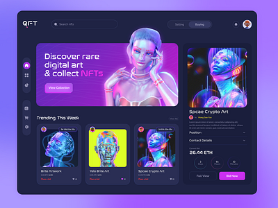 NFT Web Application Design 3d adobe xd aesthetic app design dashboard design figma graphic design interface design landing page design minimal ui design minimal website design nft design nft website design nfts ui uiux design user experience design ux web application design website design