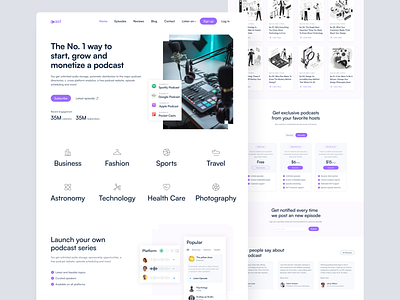 Cast - Podcast Landing Page Design aesthetic aesthetic web clean design daily ui dashboard design hosting landing page interface design minimal website design podcast landing page design podcast website design portfolio website saas website design simple clean ui design ui uiux ux design web 3.0 website design