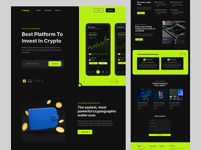 Cryptogo - Crypto Website design aesthetic ui design blockchain website design crypto website design dark ui design dashboard design figma design finance website design interface design minimal ui design minimal website design nft website design simple and clean ui design ui uiux ux design vibrant ui design web 3.0 design web app design web application design