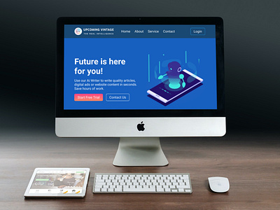 AI Writer Landing Page design illustration ui ux