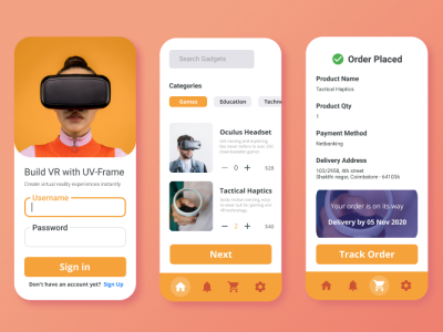 VR Gadget Mobile App Ui branding design illustration ui ux