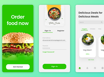 Food Ordering App Mobile UI app branding design f illustration ui ux