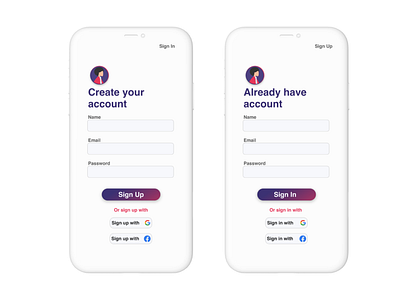SIGN UP AND SIGN IN MOCKUP- DAILY UI