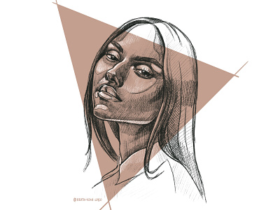 Graphic portrait illustration girl