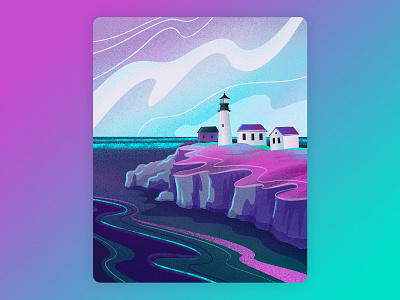 Landscape with lighthouse art artwork design drawing flat gfx house illustration illustration art illustrations
