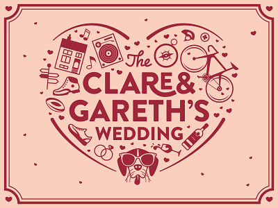 The Clare & Gareth's Wedding graphic design illustration vector