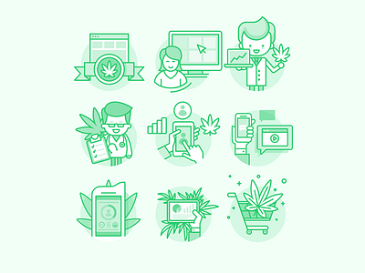 Icon set for Potbotics project ai cannabis icon illustrator potbotics scientist vape vector