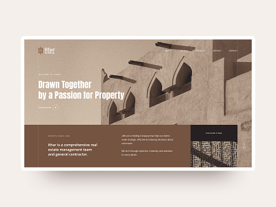 Main screen of Ithar Holding bahrain brown design dribbble flat gsndesign home page interaction ithar main page main screen real estate ui user interface ux web web design