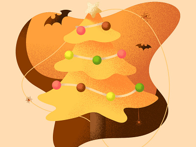Halloween x Christmas combination? bat christmas combine decoration design draw effect grain grainy graphic design halloween illustration inspiring texture tree vector xmas