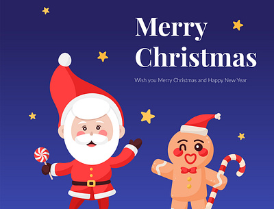 🎄Merry Christmas! cartoon character christmas cute draw gingerbread greeting happy holiday illustration santa santaclaus seasonal