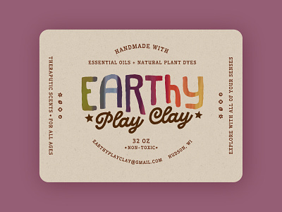 Earthy Play Clay handmade kids label rustic