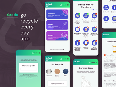 Recycling App app ui branding hackathon icons logo mobile app recycling ux design