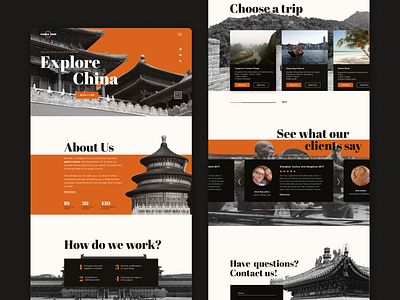 Explore China travel agency landing page asia branding china landing page main page travel agency traveling typography ui ux website design