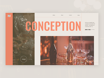 Bar main page conception art bar branding flat design food modern photography restaurant typography ui ux