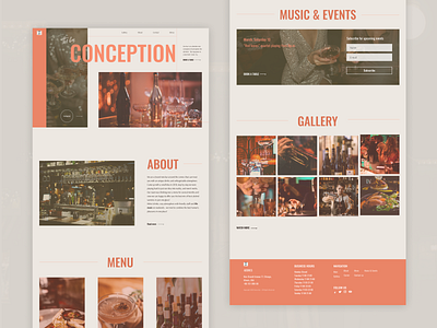 The landing page of the bar bar branding food landing page modern party restaurant typography ui ux website design