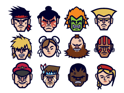 Street Fighter Character Icons fighter gaming icon illustration street vector