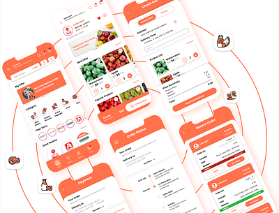 UI Grocery Apps Design app branding daily app design finance financial food app graphic design grocery grocery app illustration mobileapp ui vector