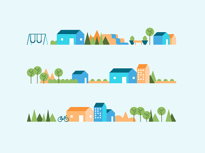In the Neighborhood illustrations community houses illustration illustrator nature neighborhoods vector vector illustration