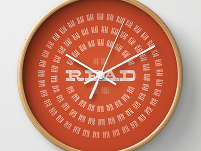 Read Read Read Clock books circle clock read reading red typography