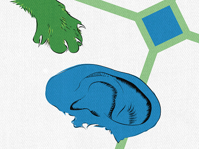 Illustration for RiverLit #18 blue cat ear green paw