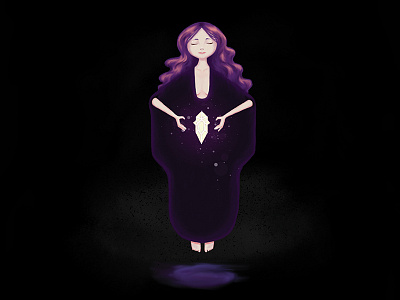 Crystal Sorceress black crystal digital illustration purple sorceress